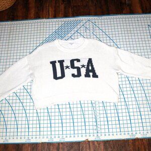 Grayson Threads White USA Cropped Sweater, XXL